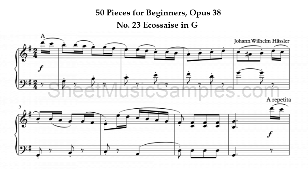 50 Pieces for Beginners, Opus 38 - No. 23 Ecossaise in G