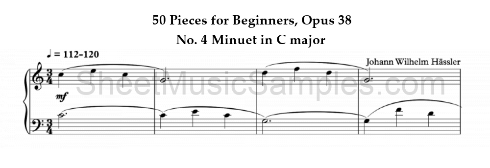 50 Pieces for Beginners, Opus 38 - No. 4 Minuet in C major