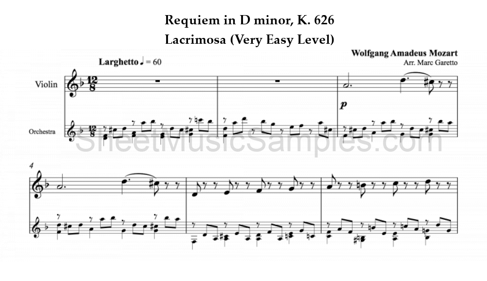 Requiem in D minor, K. 626 - Lacrimosa (Very Easy Level)