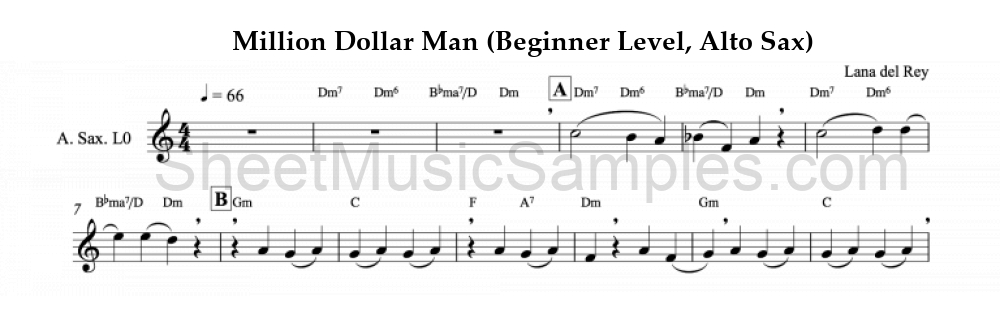 Million Dollar Man (Beginner Level, Alto Sax)