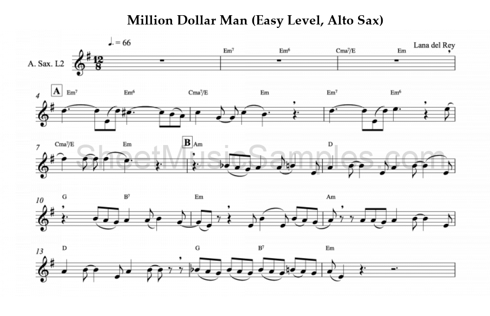 Million Dollar Man (Easy Level, Alto Sax)