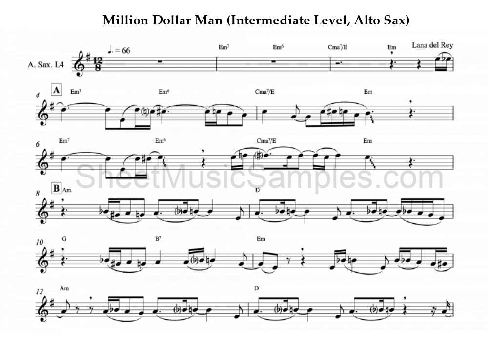 Million Dollar Man (Intermediate Level, Alto Sax)