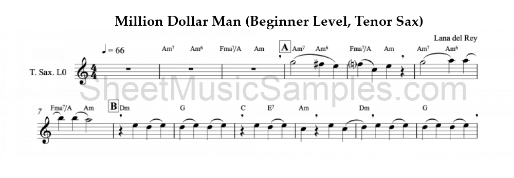 Million Dollar Man (Beginner Level, Tenor Sax)