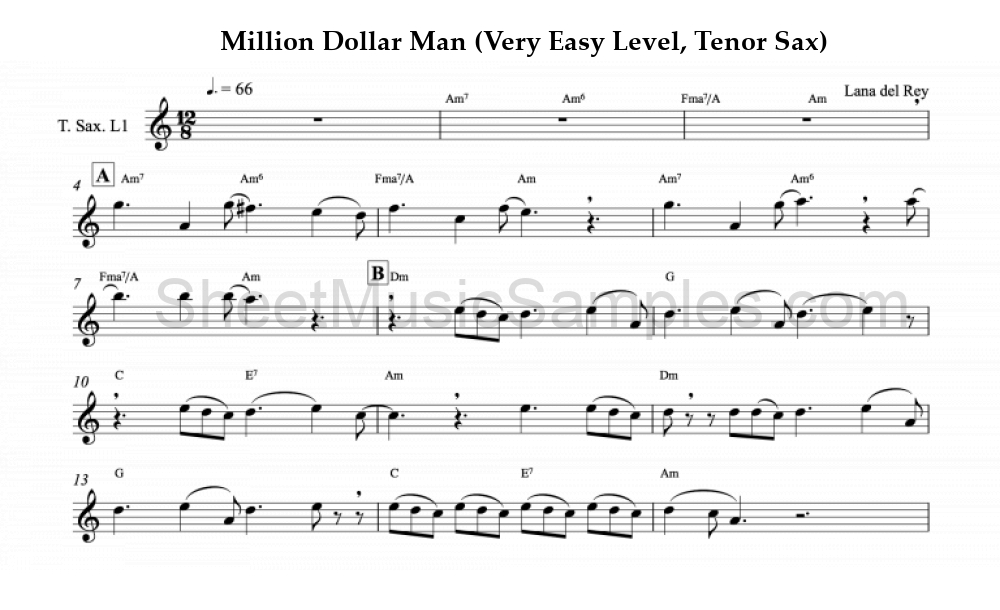 Million Dollar Man (Very Easy Level, Tenor Sax)