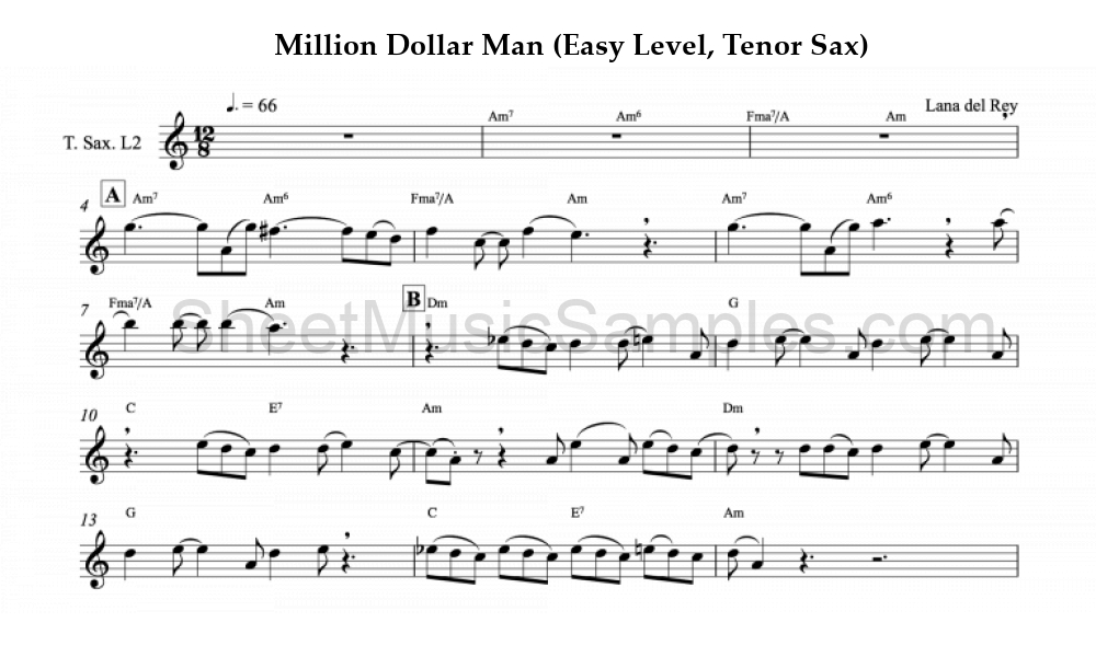 Million Dollar Man (Easy Level, Tenor Sax)