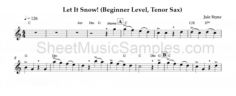 Let It Snow! (Beginner Level, Tenor Sax)