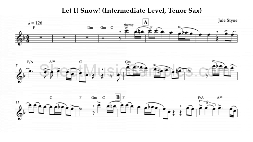 Let It Snow! (Intermediate Level, Tenor Sax)