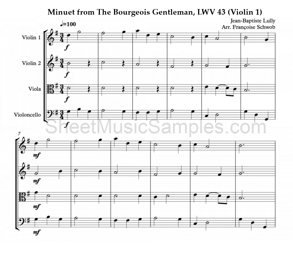 Minuet from The Bourgeois Gentleman, LWV 43 (Violin 1)