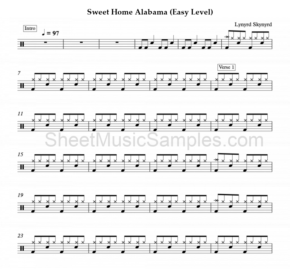 Sweet Home Alabama (Easy Level)