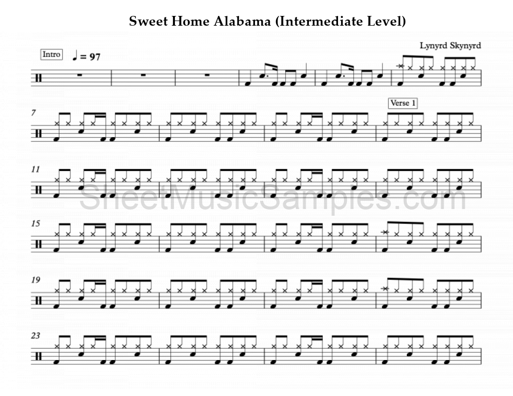 Sweet Home Alabama (Intermediate Level)