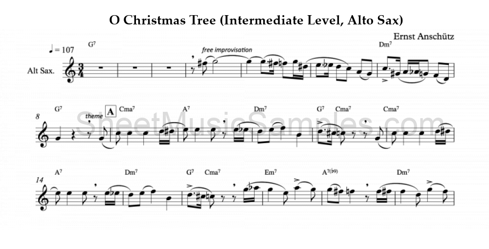 O Christmas Tree (Intermediate Level, Alto Sax)