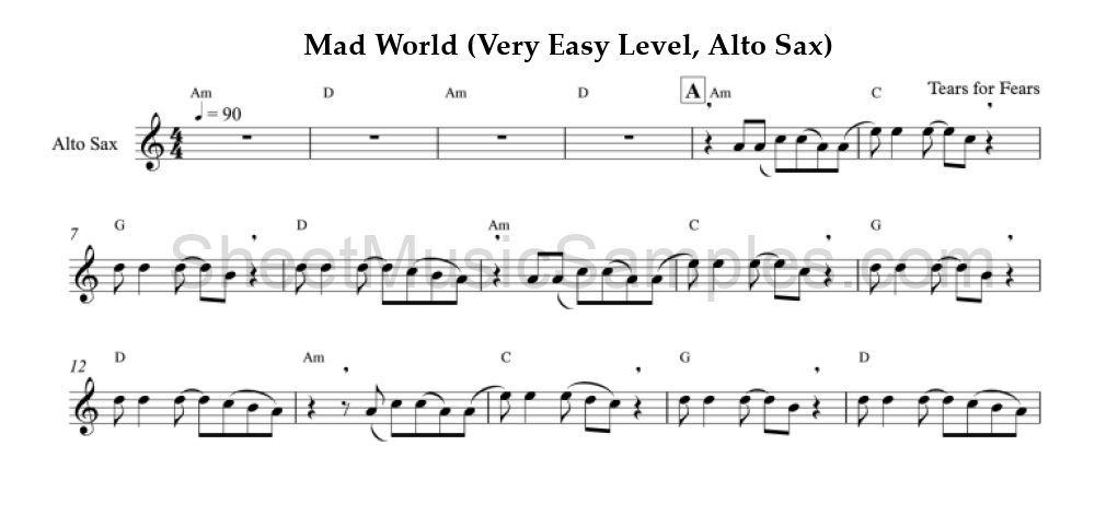 Mad World (Very Easy Level, Alto Sax)