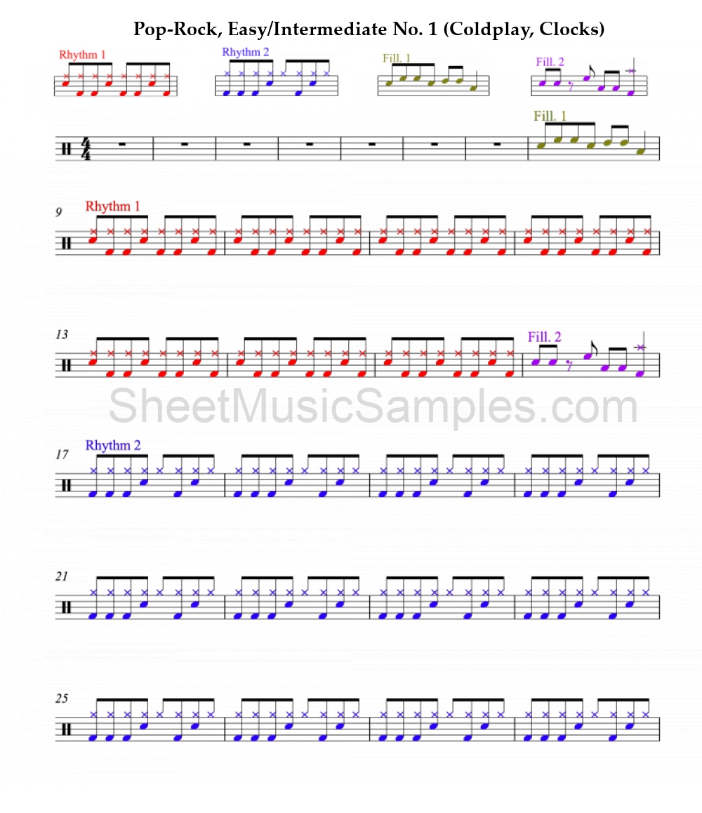 Pop-Rock, Easy/Intermediate No. 1 (Coldplay, Clocks)