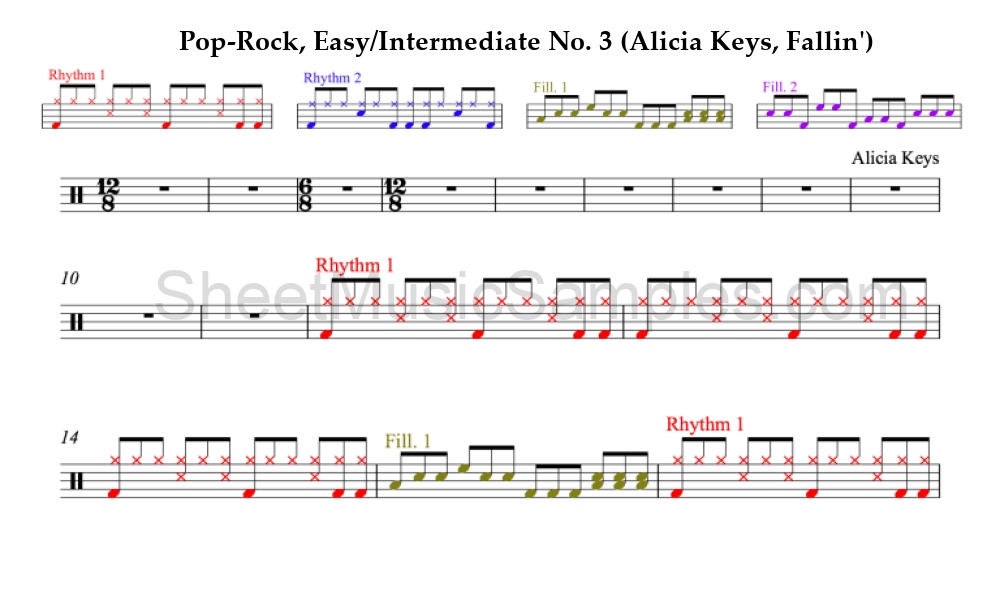 Pop-Rock, Easy/Intermediate No. 3 (Alicia Keys, Fallin')