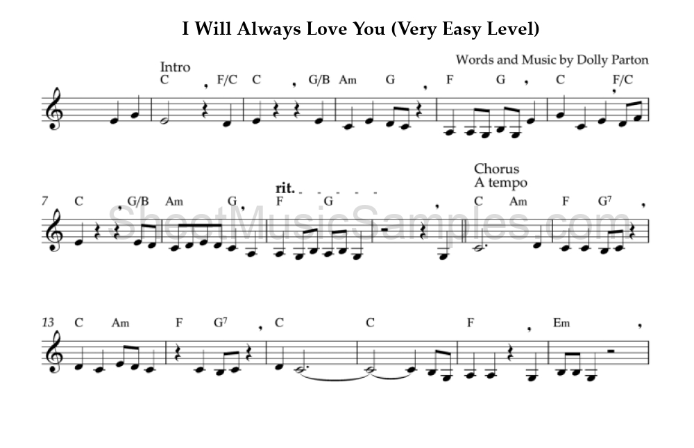 I Will Always Love You (Very Easy Level)