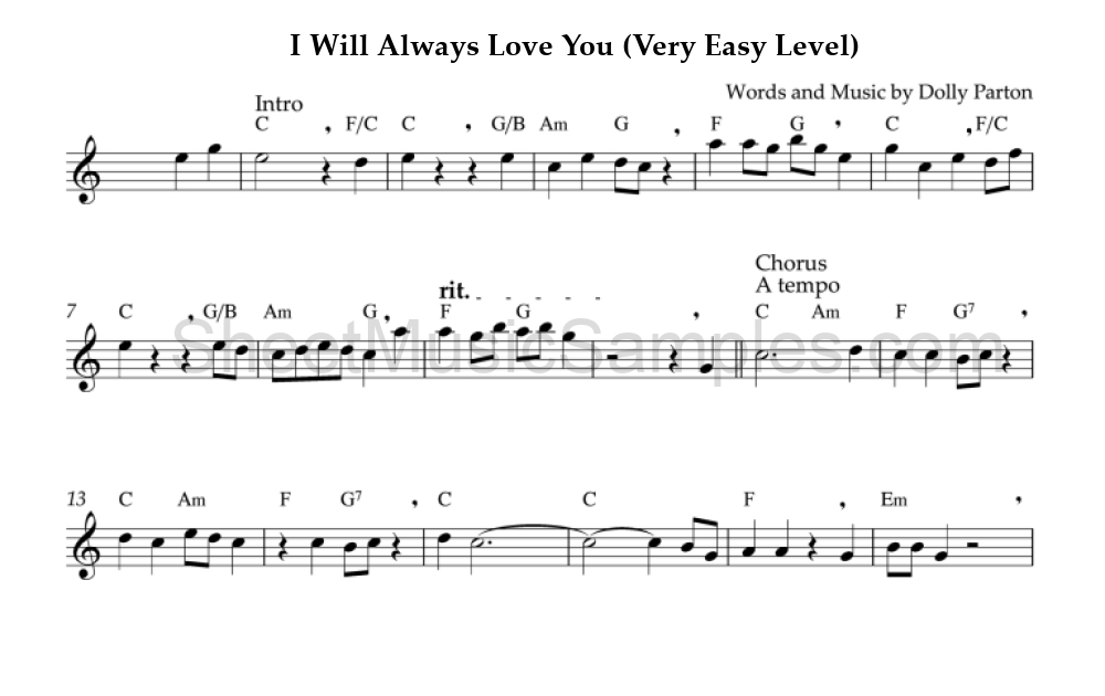 I Will Always Love You (Very Easy Level)