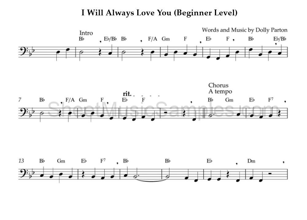 I Will Always Love You (Beginner Level)