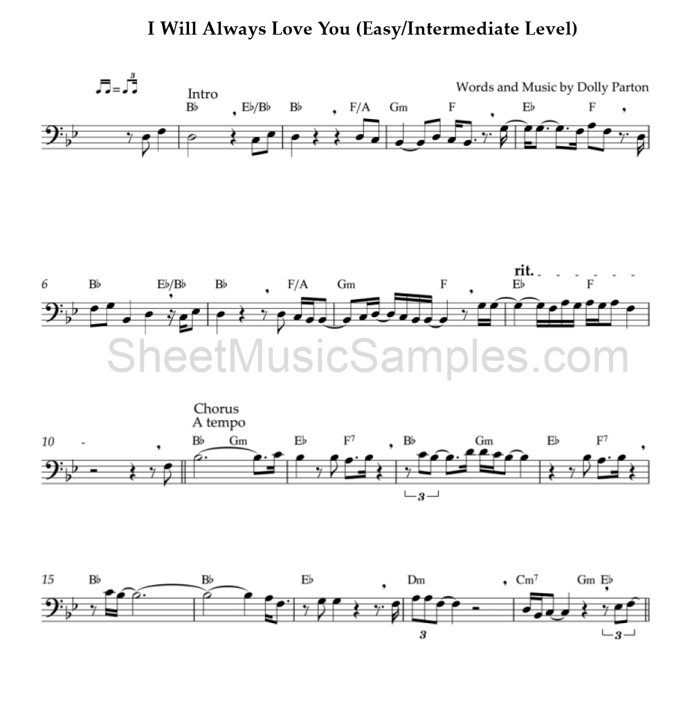 I Will Always Love You (Easy/Intermediate Level)