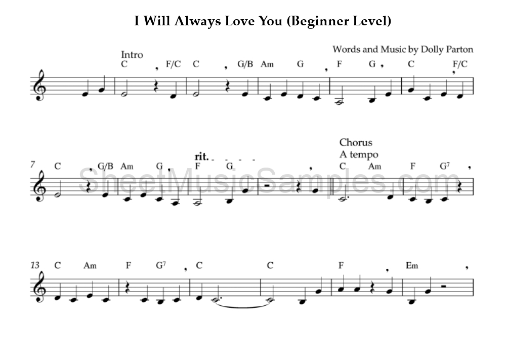 I Will Always Love You (Beginner Level)