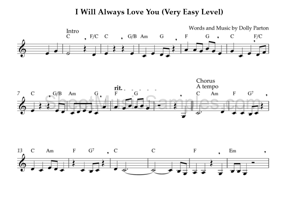 I Will Always Love You (Very Easy Level)