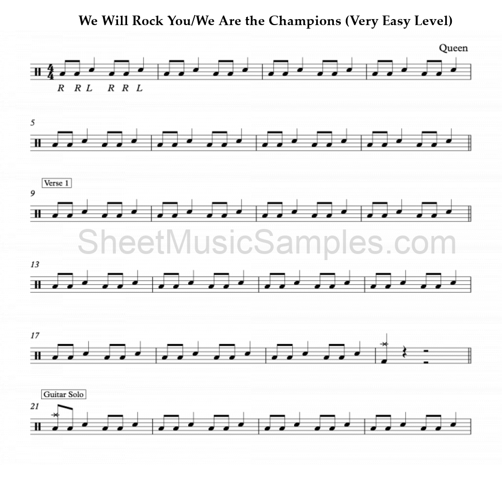 We Will Rock You/We Are the Champions (Very Easy Level)