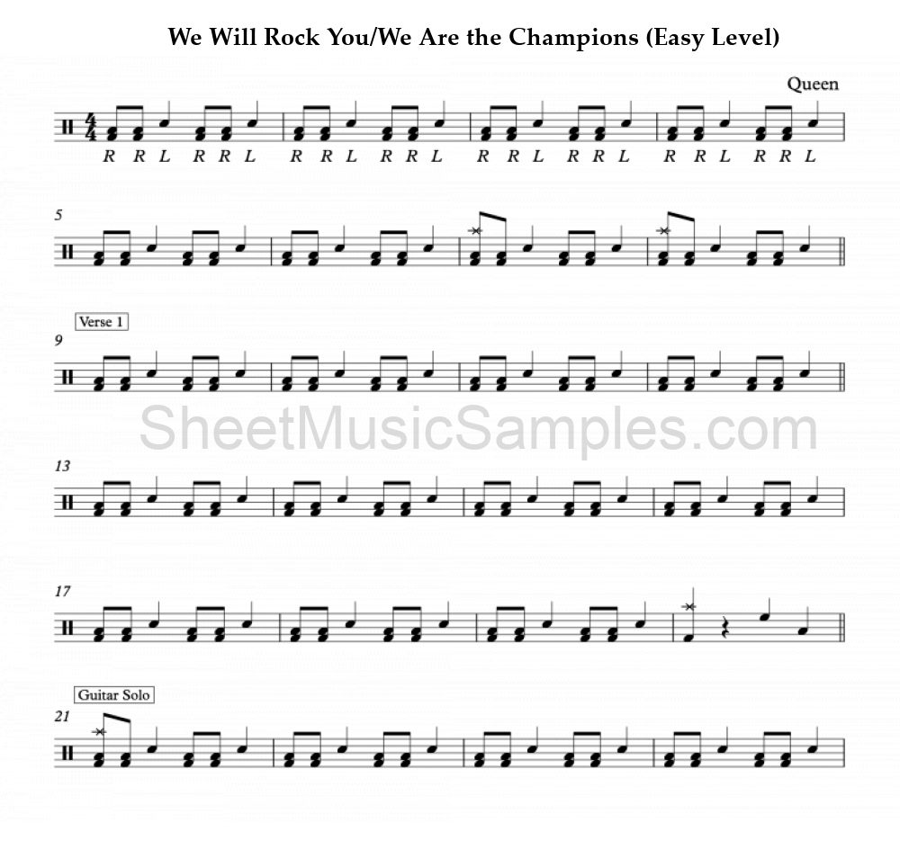 We Will Rock You/We Are the Champions (Easy Level)