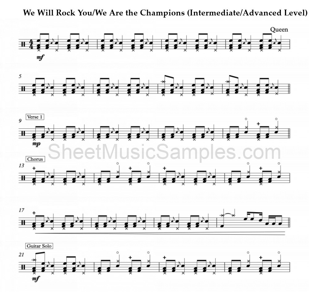 We Will Rock You/We Are the Champions (Intermediate/Advanced Level)