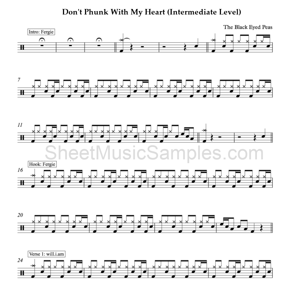 Don't Phunk With My Heart (Intermediate Level)