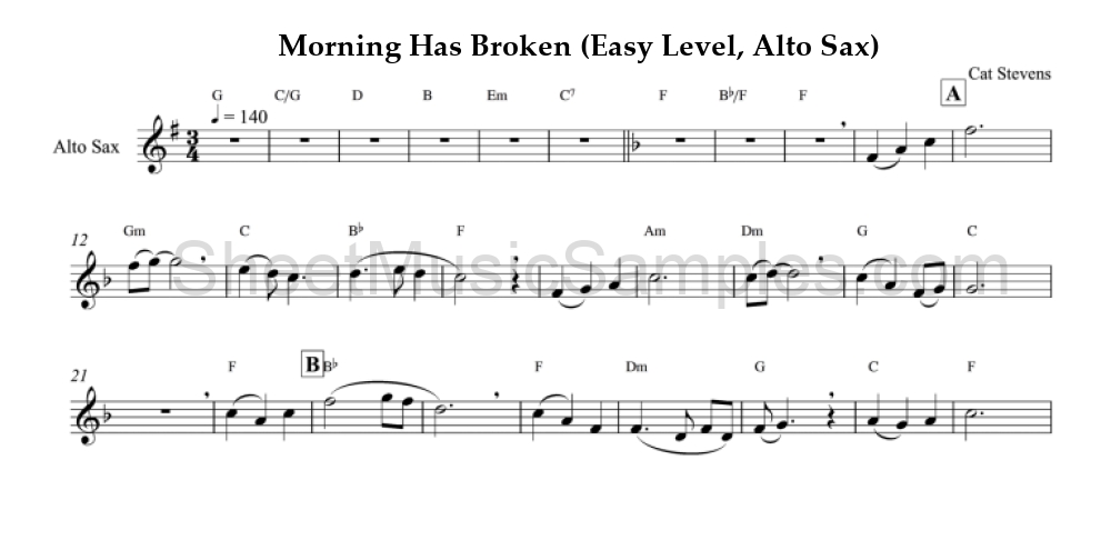 Morning Has Broken (Easy Level, Alto Sax)