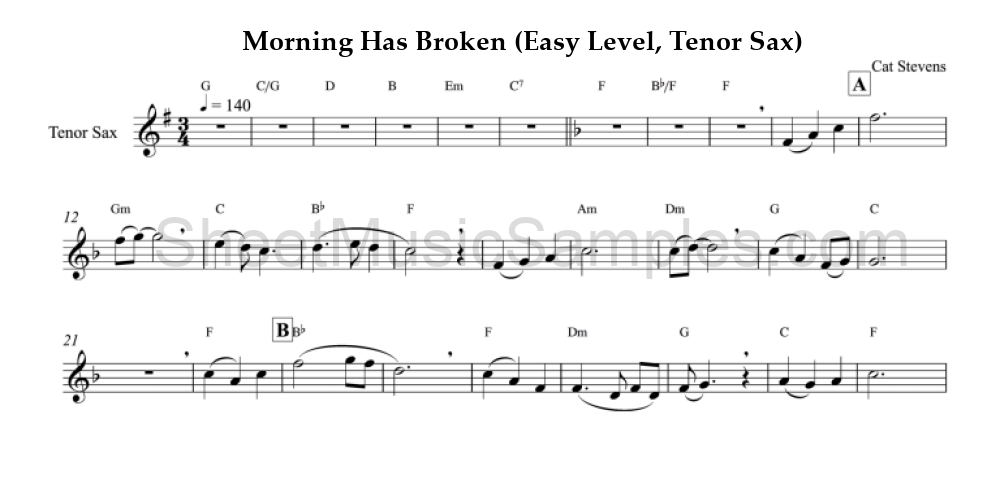 Morning Has Broken (Easy Level, Tenor Sax)