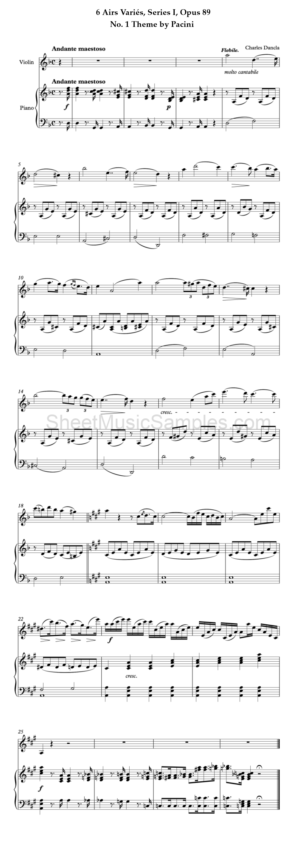 6 Airs Variés, Series I, Opus 89 - No. 1 Theme by Pacini