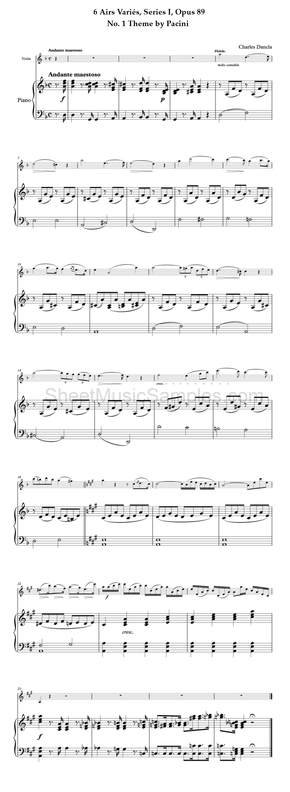 6 Airs Variés, Series I, Opus 89 - No. 1 Theme by Pacini