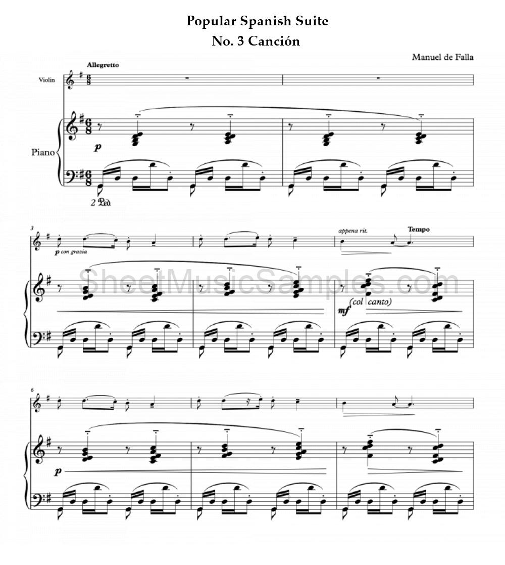 Popular Spanish Suite - No. 3 Canción