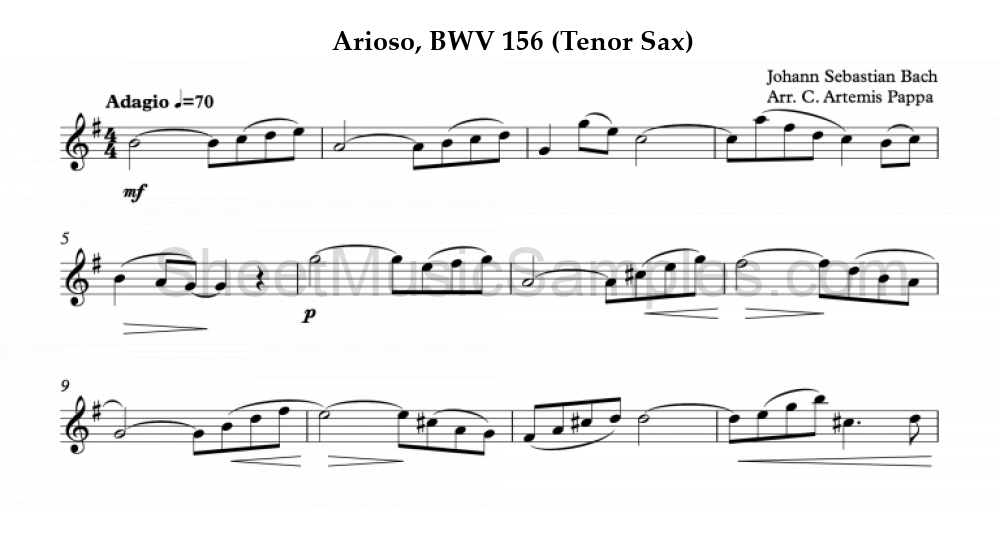 Arioso, BWV 156 (Tenor Sax)