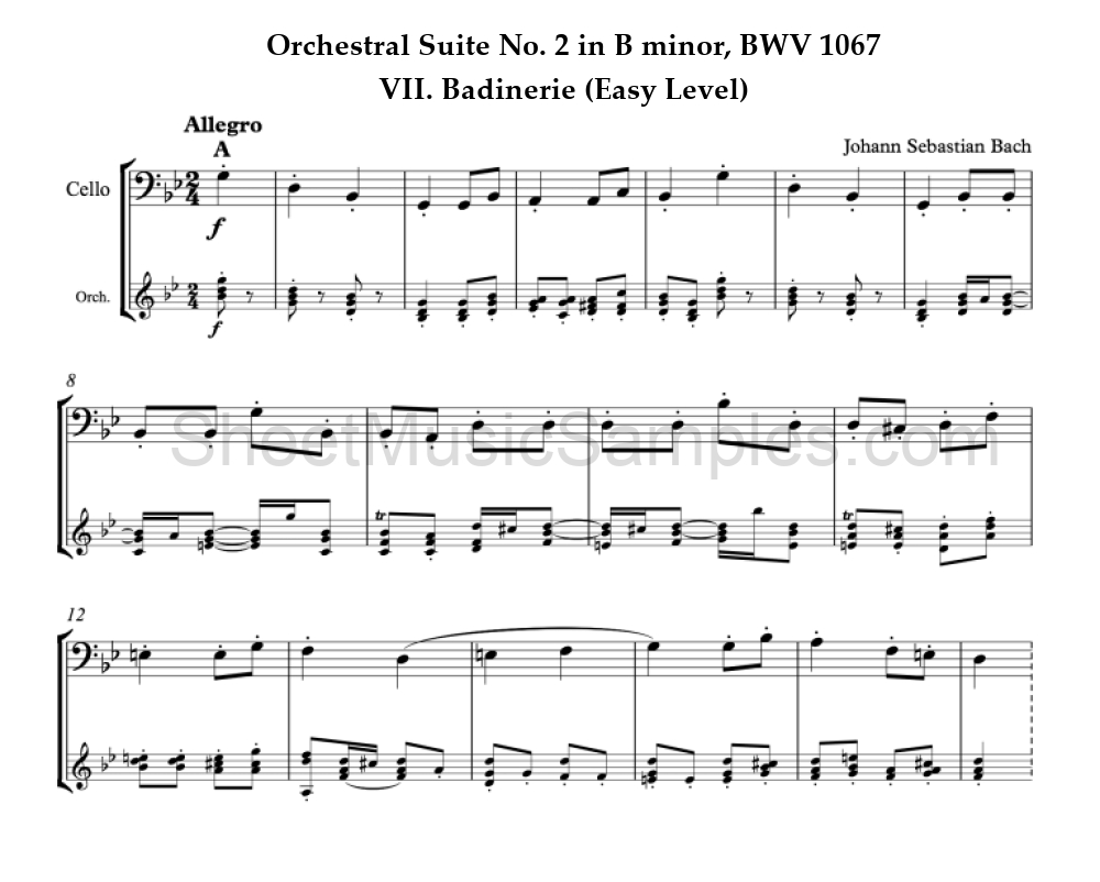 Orchestral Suite No. 2 in B minor, BWV 1067 - VII. Badinerie (Easy Level)