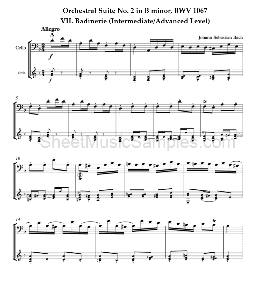 Orchestral Suite No. 2 in B minor, BWV 1067 - VII. Badinerie (Intermediate/Advanced Level)