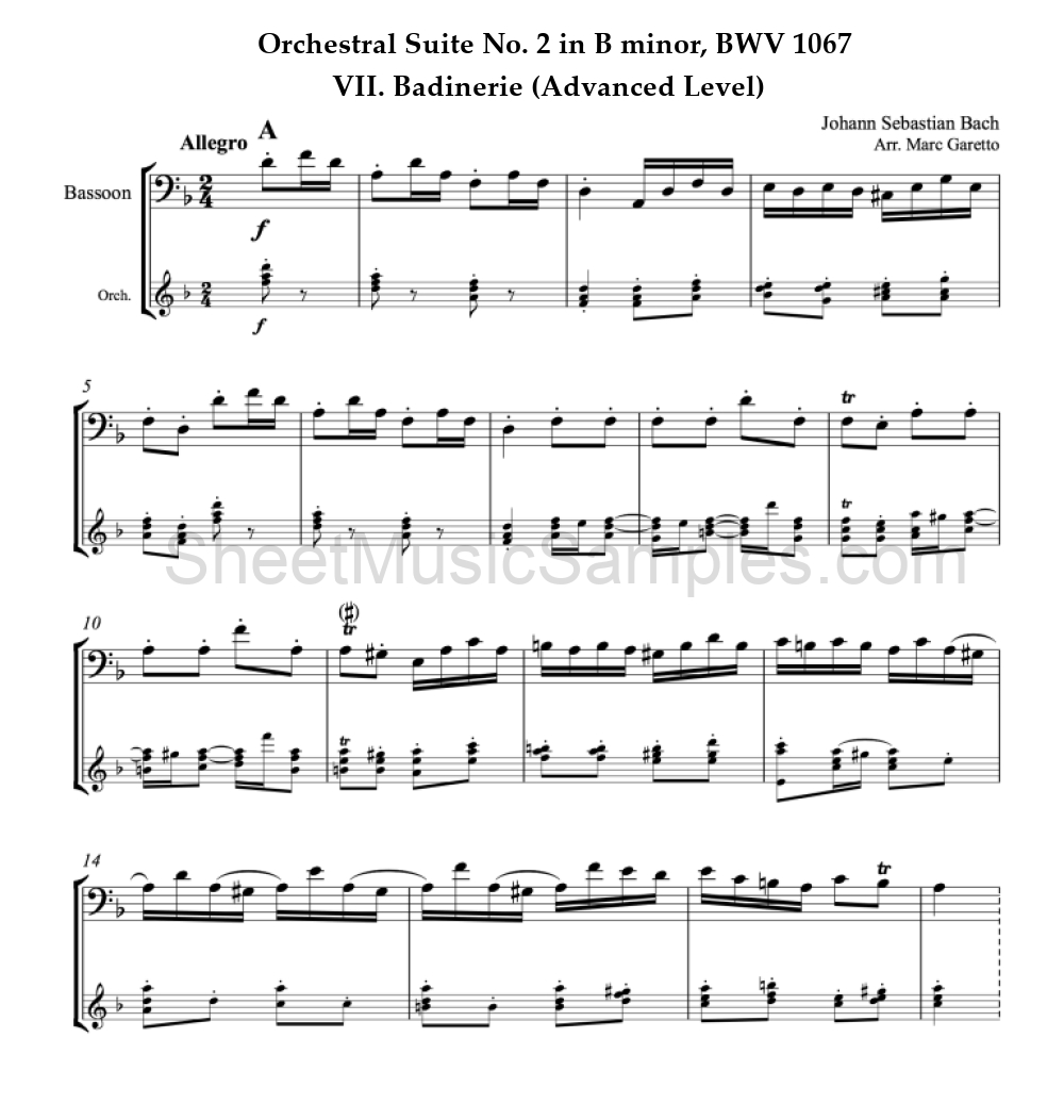 Orchestral Suite No. 2 in B minor, BWV 1067 - VII. Badinerie (Advanced Level)