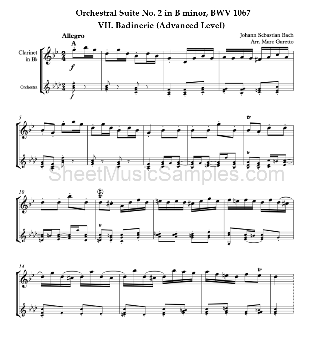 Orchestral Suite No. 2 in B minor, BWV 1067 - VII. Badinerie (Advanced Level)