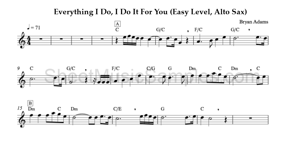 Everything I Do, I Do It For You (Easy Level, Alto Sax)