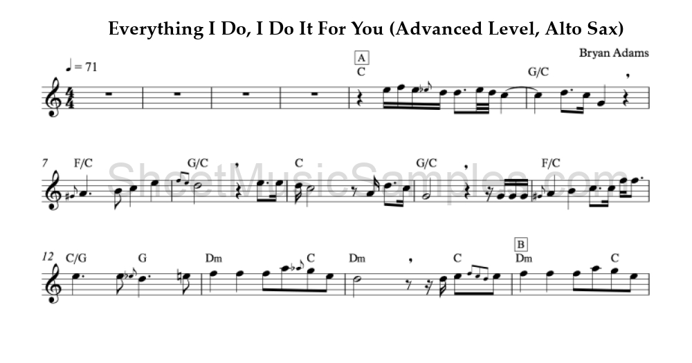 Everything I Do, I Do It For You (Advanced Level, Alto Sax)