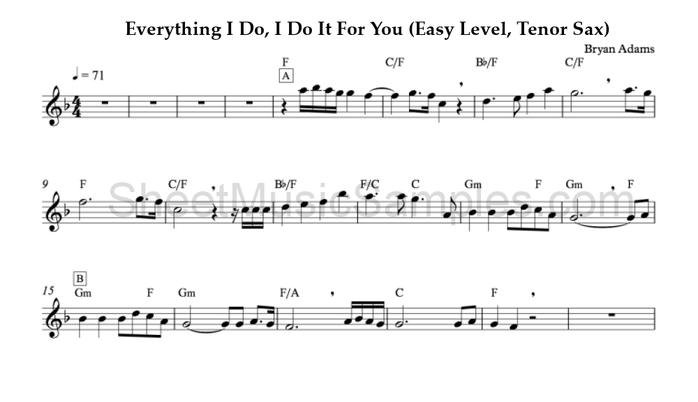 Everything I Do, I Do It For You (Easy Level, Tenor Sax)