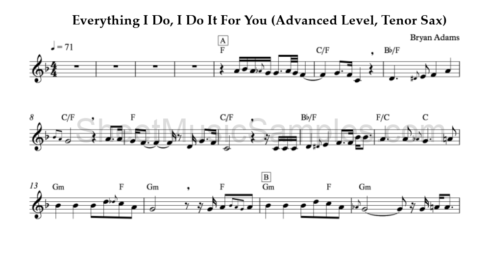 Everything I Do, I Do It For You (Advanced Level, Tenor Sax)