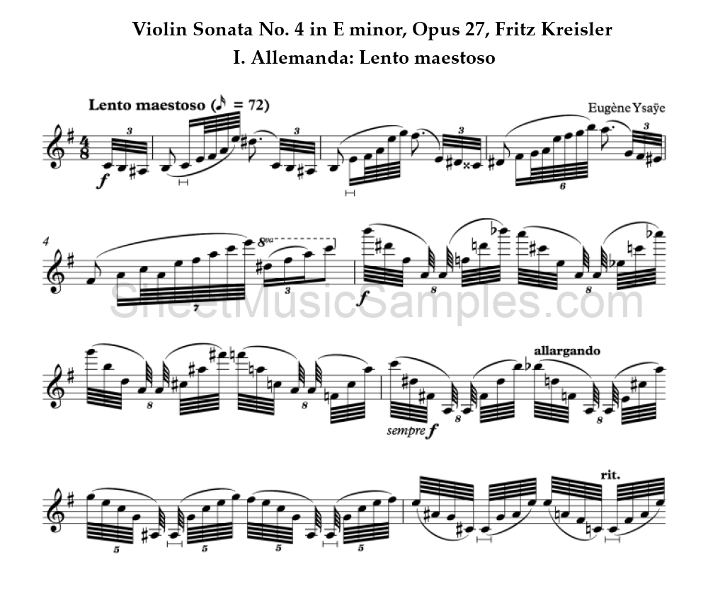 Violin Sonata No. 4 in E minor, Opus 27, Fritz Kreisler - I. Allemanda: Lento maestoso