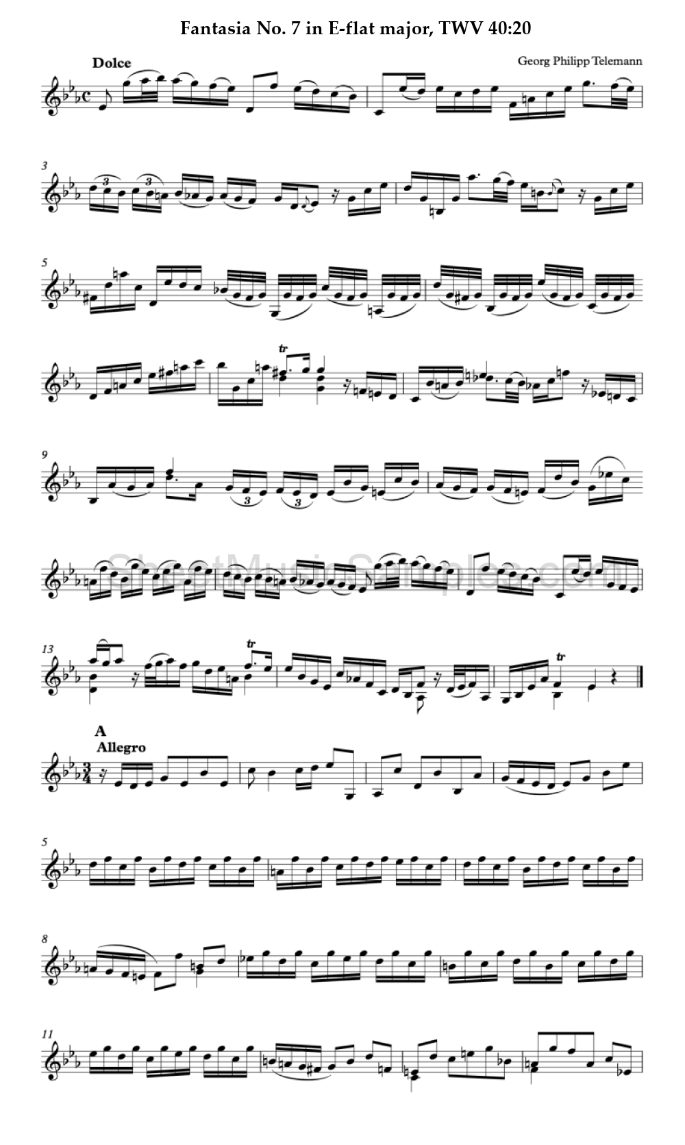 Fantasia No. 7 in E-flat major, TWV 40:20