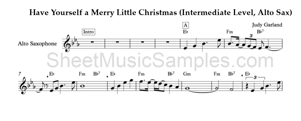 Have Yourself a Merry Little Christmas (Intermediate Level, Alto Sax)