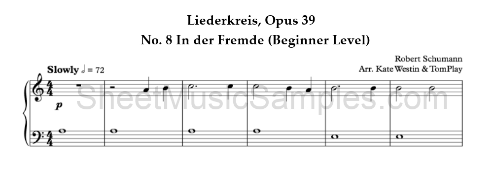 Liederkreis, Opus 39 - No. 8 In der Fremde (Beginner Level)