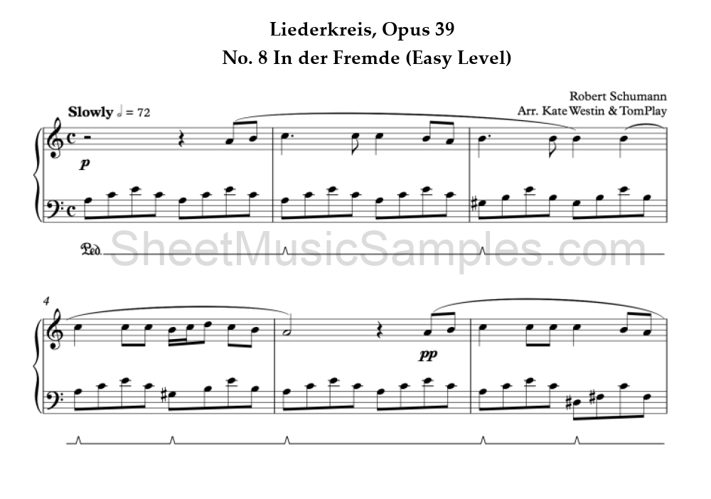 Liederkreis, Opus 39 - No. 8 In der Fremde (Easy Level)