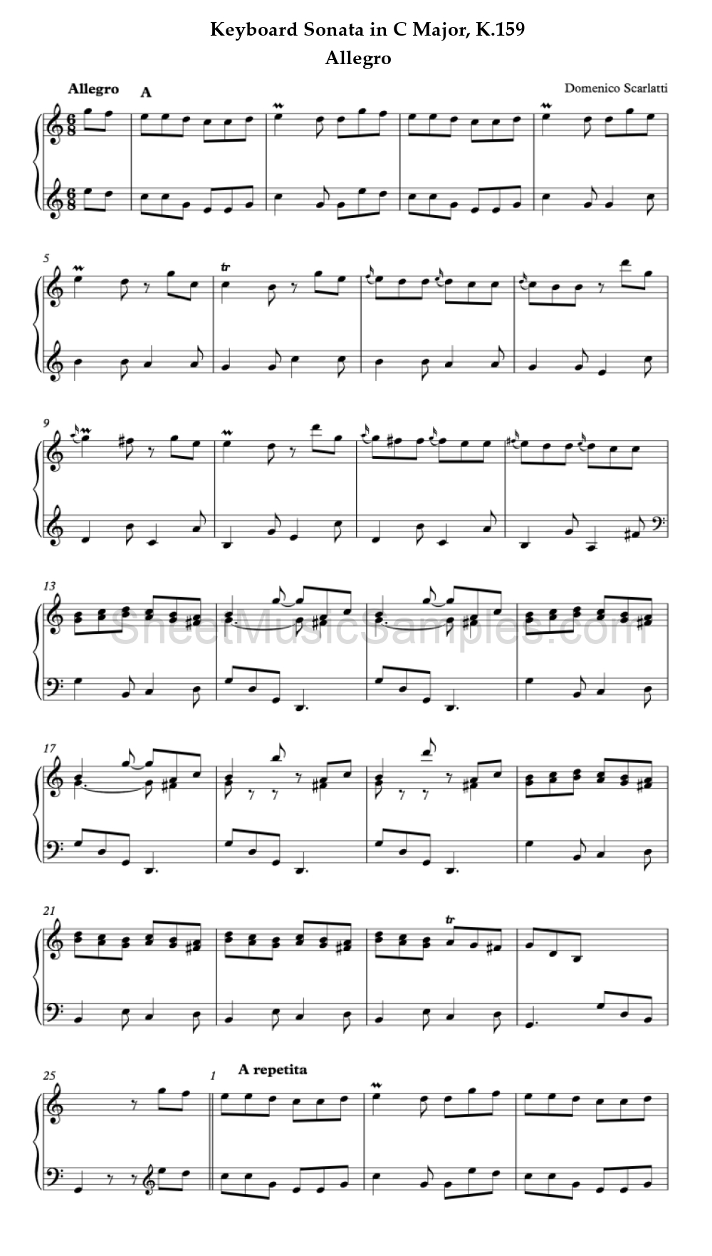 Keyboard Sonata in C Major, K.159 - Allegro