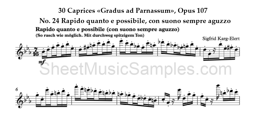 30 Caprices «Gradus ad Parnassum», Opus 107 - No. 24 Rapido quanto e possibile, con suono sempre aguzzo