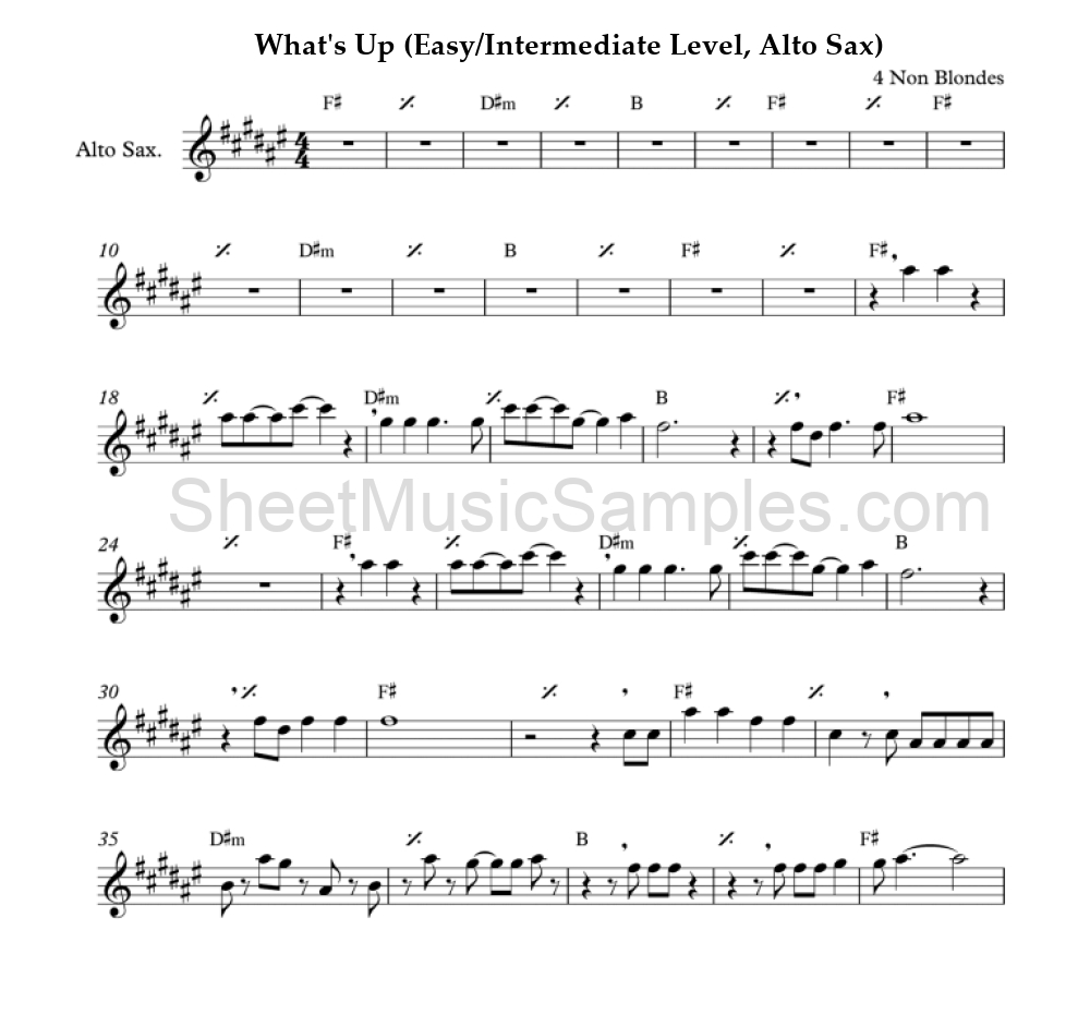 What's Up (Easy/Intermediate Level, Alto Sax)